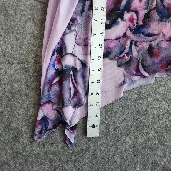 NWT One World Lace V Neck 3/4 Sleeve Stretch Knit Tunic Top Women's 1X Purple - Picture 12 of 12